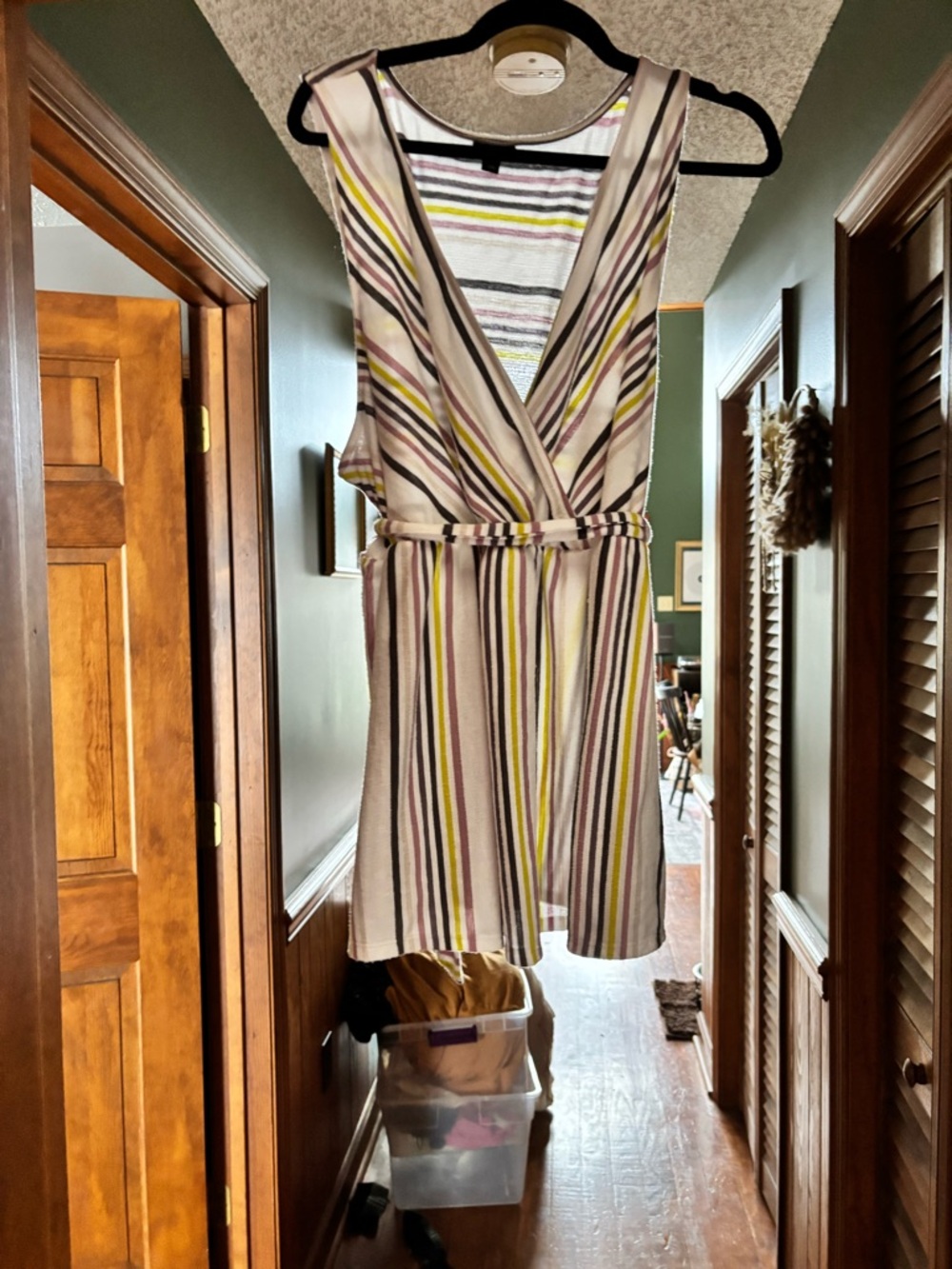 torrid Striped Sleeveless Wrap Dress in Cream, Yellow and Pink